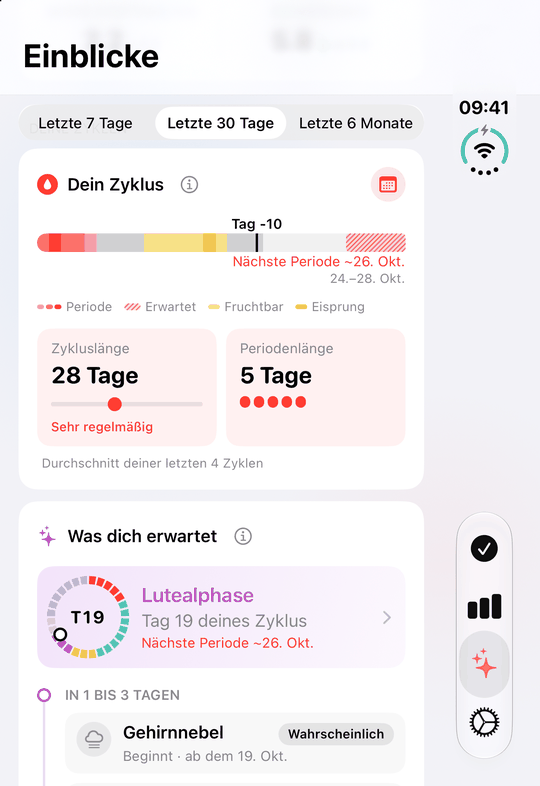 Zyklus-Einblicke auf dem Außendisplay des zugeklappten iPhone Duo: dein Zyklus, seine Länge und was dich erwartet