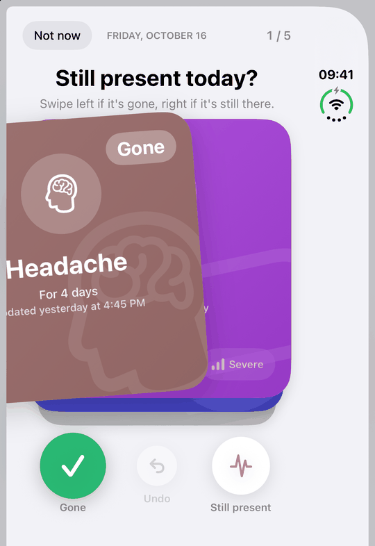The daily review of active symptoms on the folded iPhone Duo: swipe cards on the cover screen