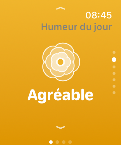 L'humeur du jour sur Apple Watch : Agréable, dans Trace Santé
