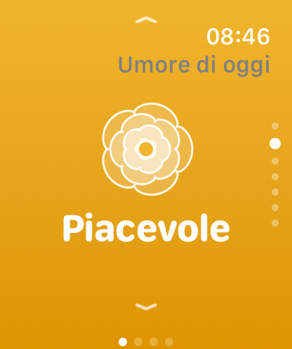L'umore di oggi su Apple Watch: Piacevole, in Trace Salute