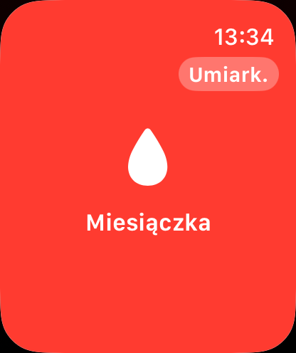 Szybki zapis na pełnym ekranie Apple Watch, otwarty z komplikacji