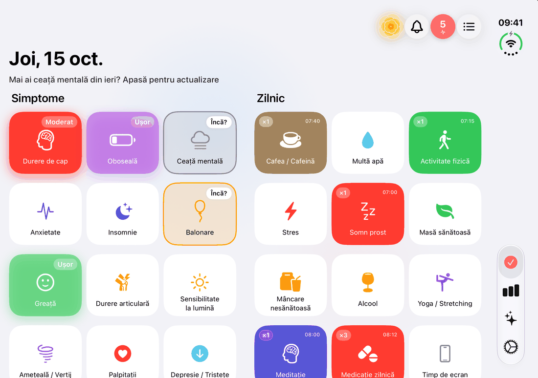 Trace Sănătate deschis pe iPhone Duo: simptomele și obiceiurile alăturate pe pagina principală