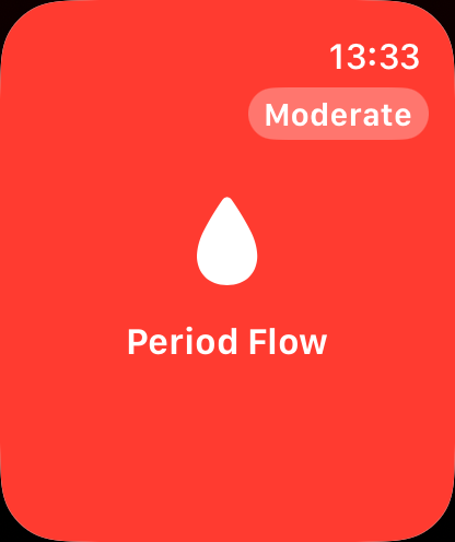 Full-screen quick-log tile on Apple Watch, opened from a complication